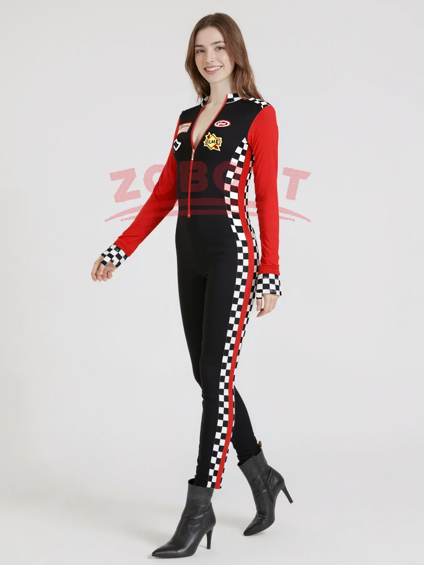 Damen Lady Racer Girl Outfit Kostüm und Handschuh Karneval Motor Racing Cheerleader Uniform Cosplay Fancy Party Kleid Halloween