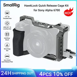 SmallRig A6700 Cage HawkLock Quick Release Cage Kit for Sony Alpha 6700 w Silicone Grip & Cable Clamp & Plate for Arca 5060