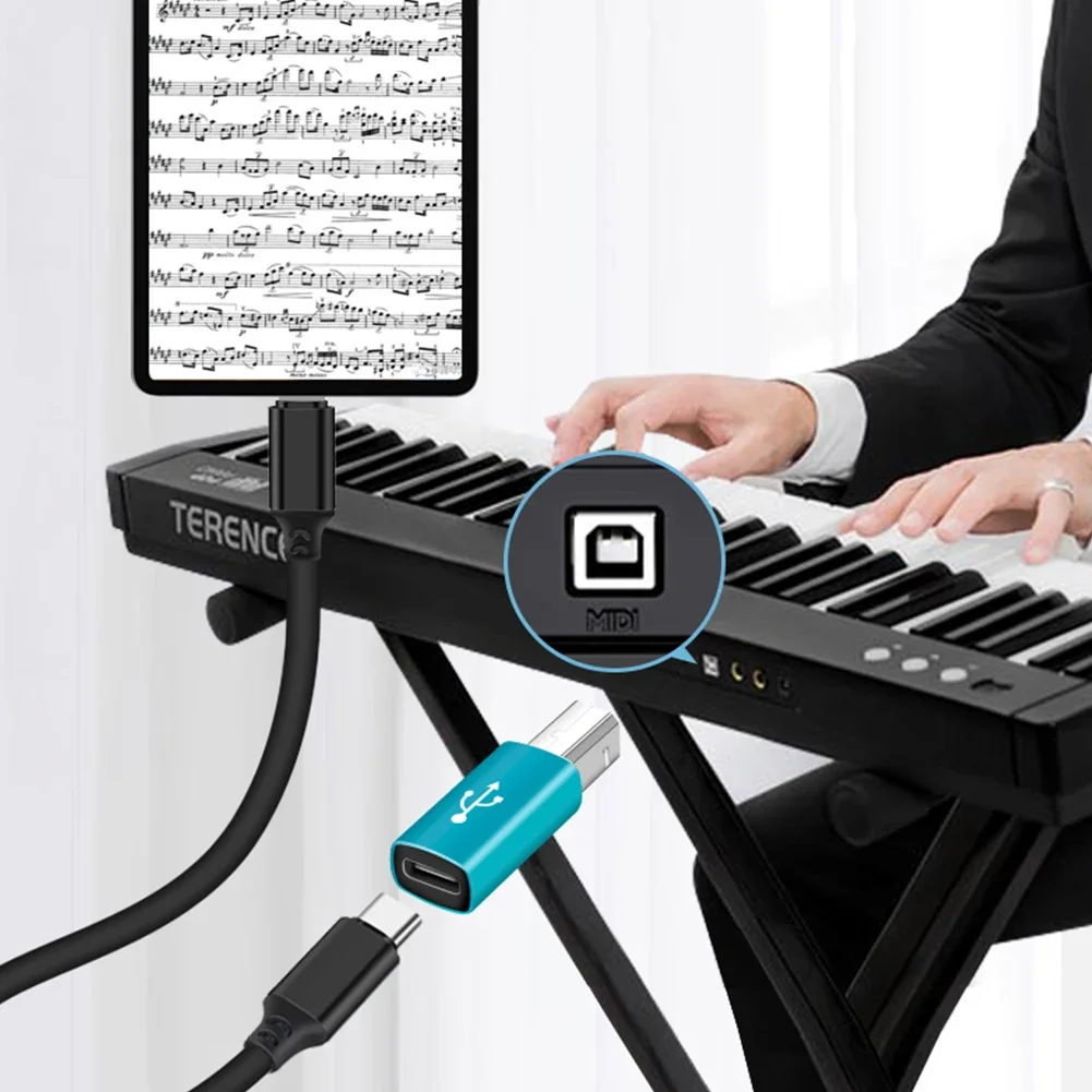 USB C typ C żeńskie gniazdo na USB B 2.0 MIDI męskie złącze wtykowe do drukarki fortepian perkusja elektroniczna