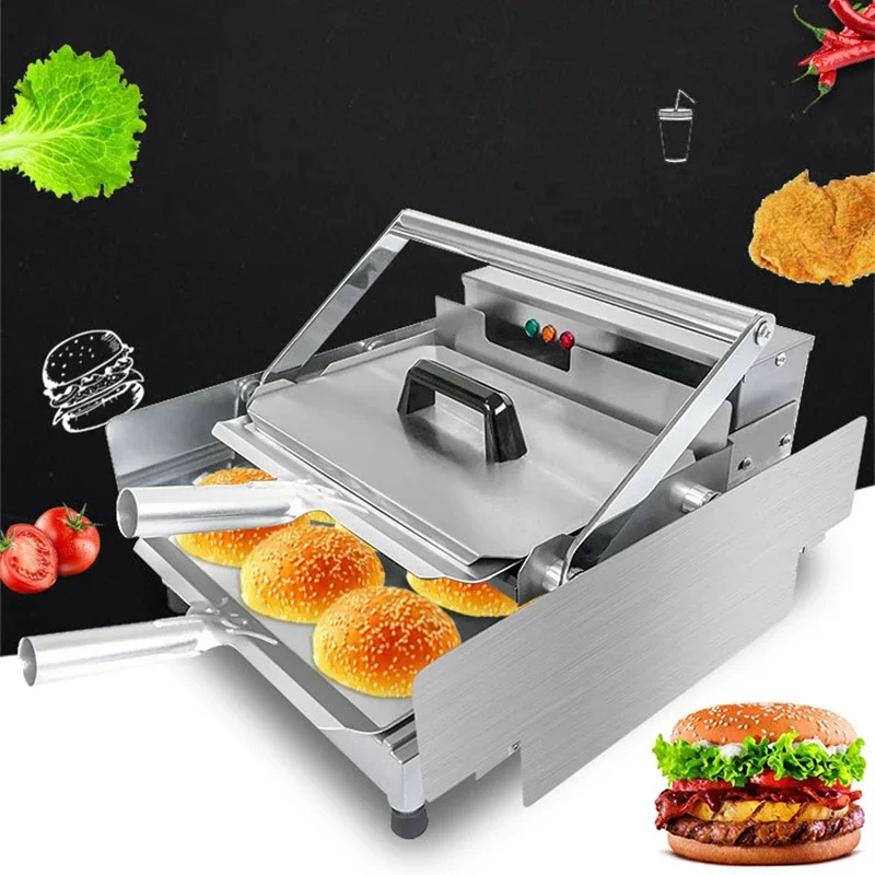 1KW Hamburger Machine Commercial Electric Bake Burger Maker Bread Grill Double Layer Batch Bun Toaster Heater With Timer