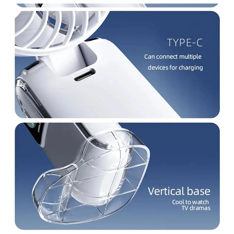 Ice Pack High-Speed Fan, Semiconductor Refrigeration Handheld Fan, Portable Charging Folding Small Fan Black-SPMI