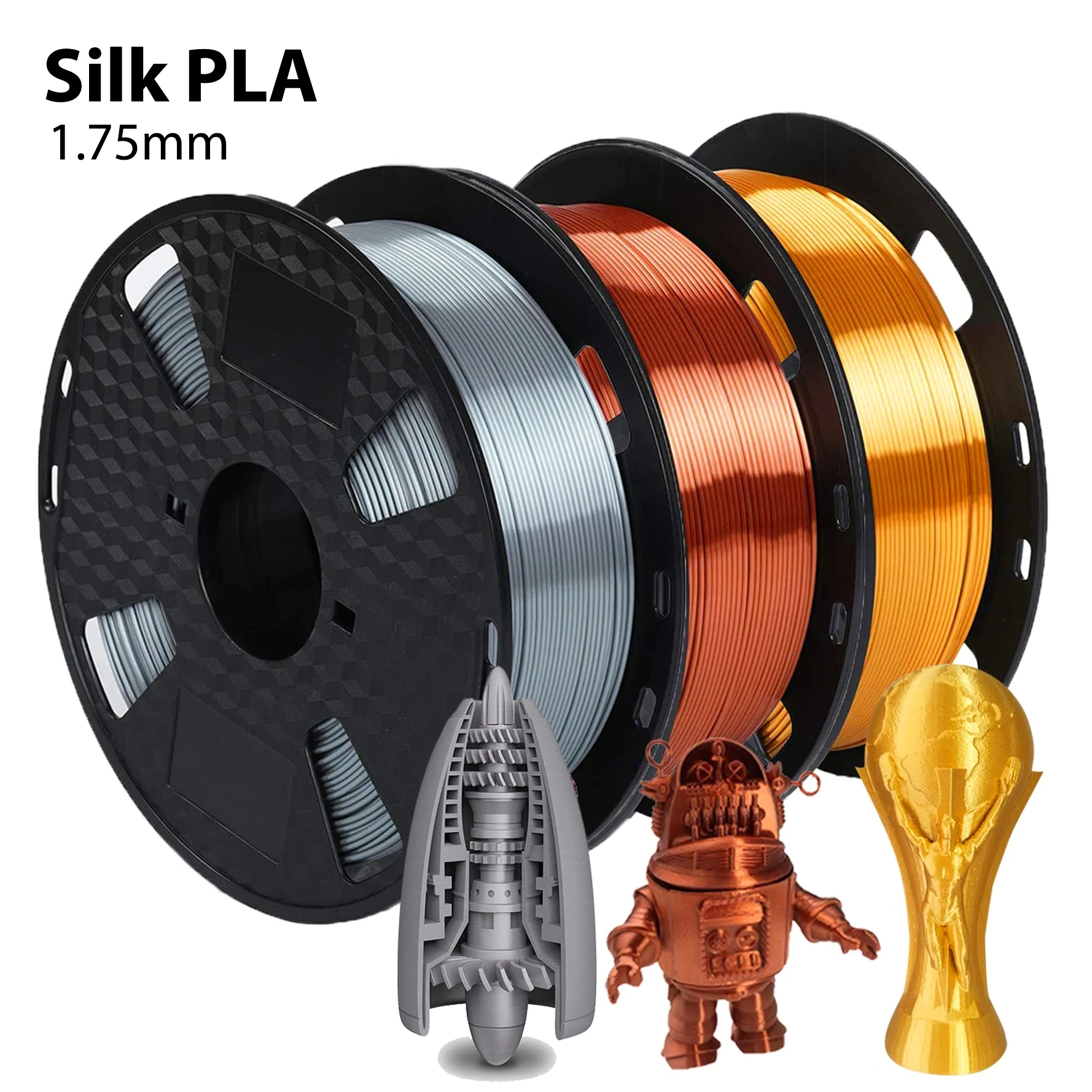 

250 г, 500 г шелковая PLA 3D-нить, катушка проволоки 1,75 мм для 3D-принтера, материал, заправки для 3D-печати, проволока накаливания, вакуумная упаковка