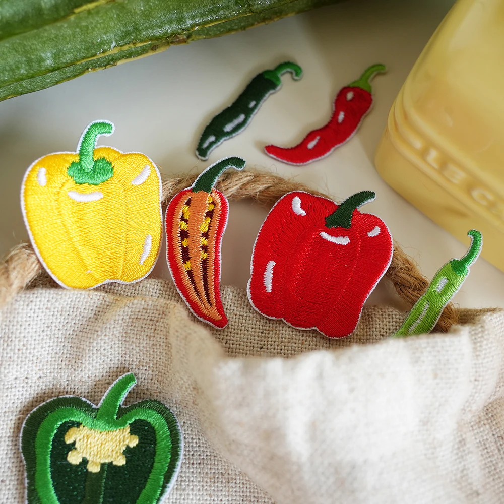 2 or 3 PCS/Set Cute Cartoon Red Yellow Green Pepper Patch Fashion Stick On Patch for Clothing DIY Accessories