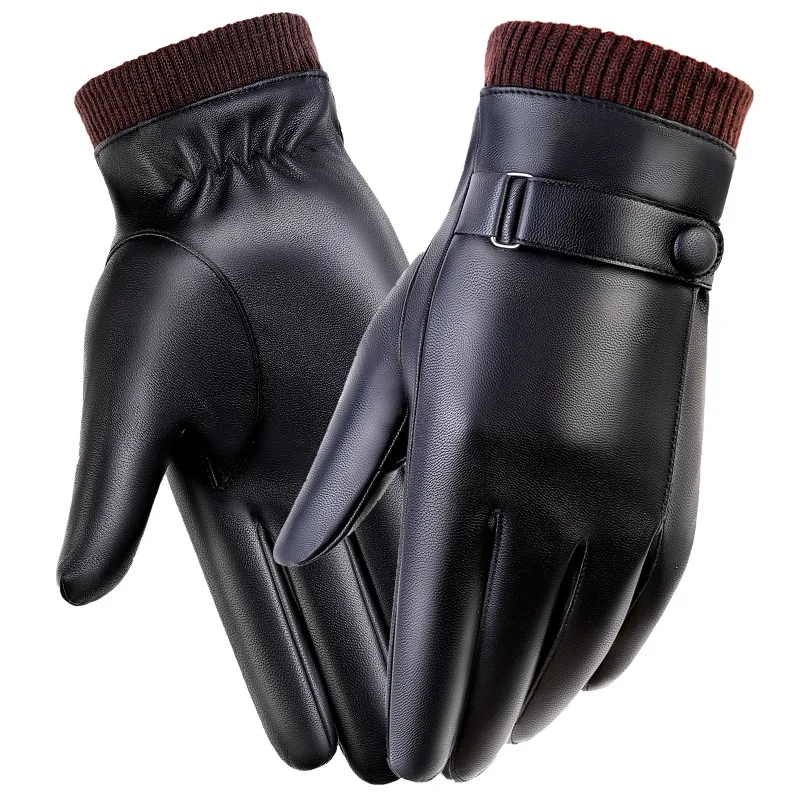 Mens Genuine Leather Gloves with Cashmere Lined Warm Touchscreen Sheepskin Winter Gloves