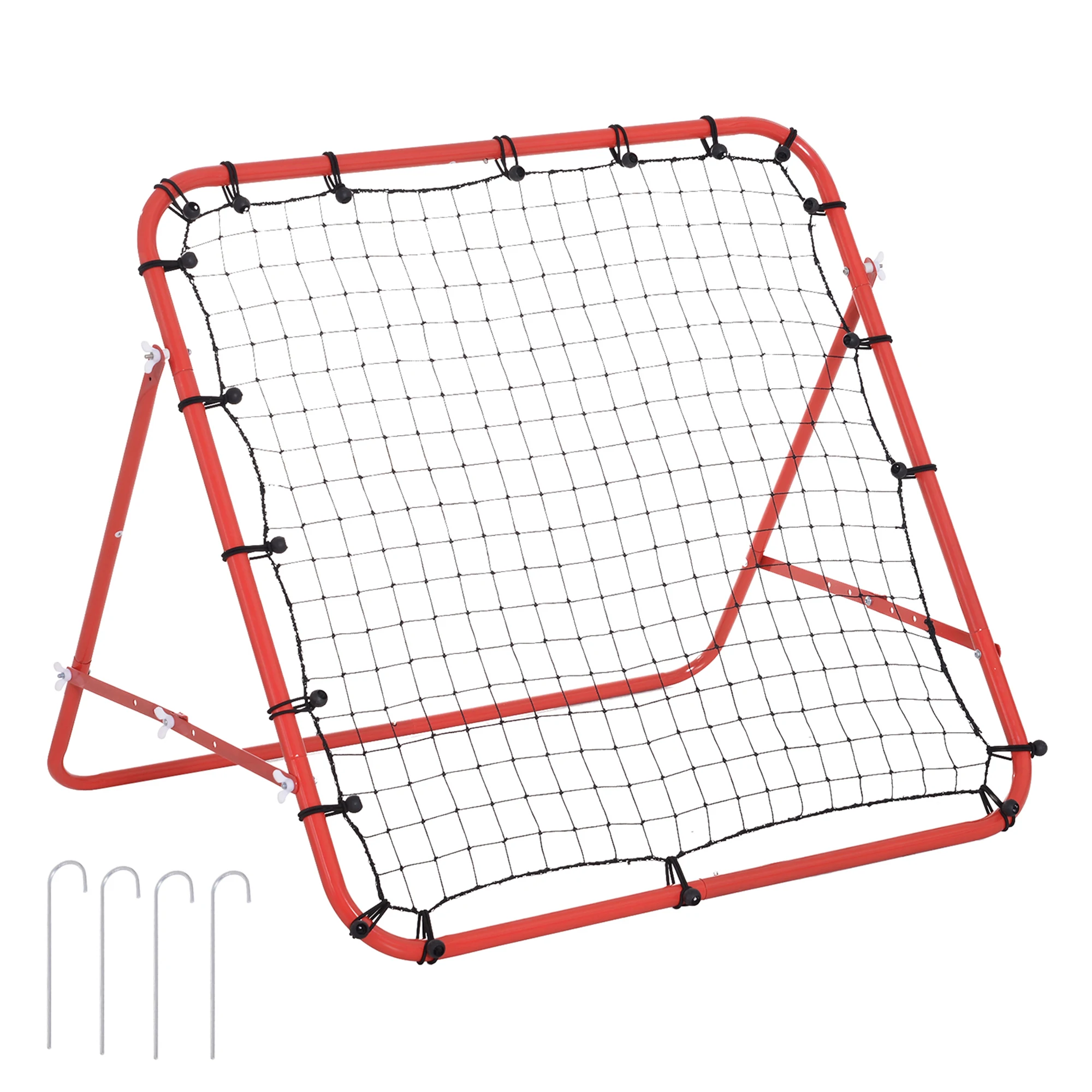 HOMCOM Red de Rebote Reboteador de Metal con Ángulo Ajustable para Entrenamiento de Deportes 96x80x96 cm
