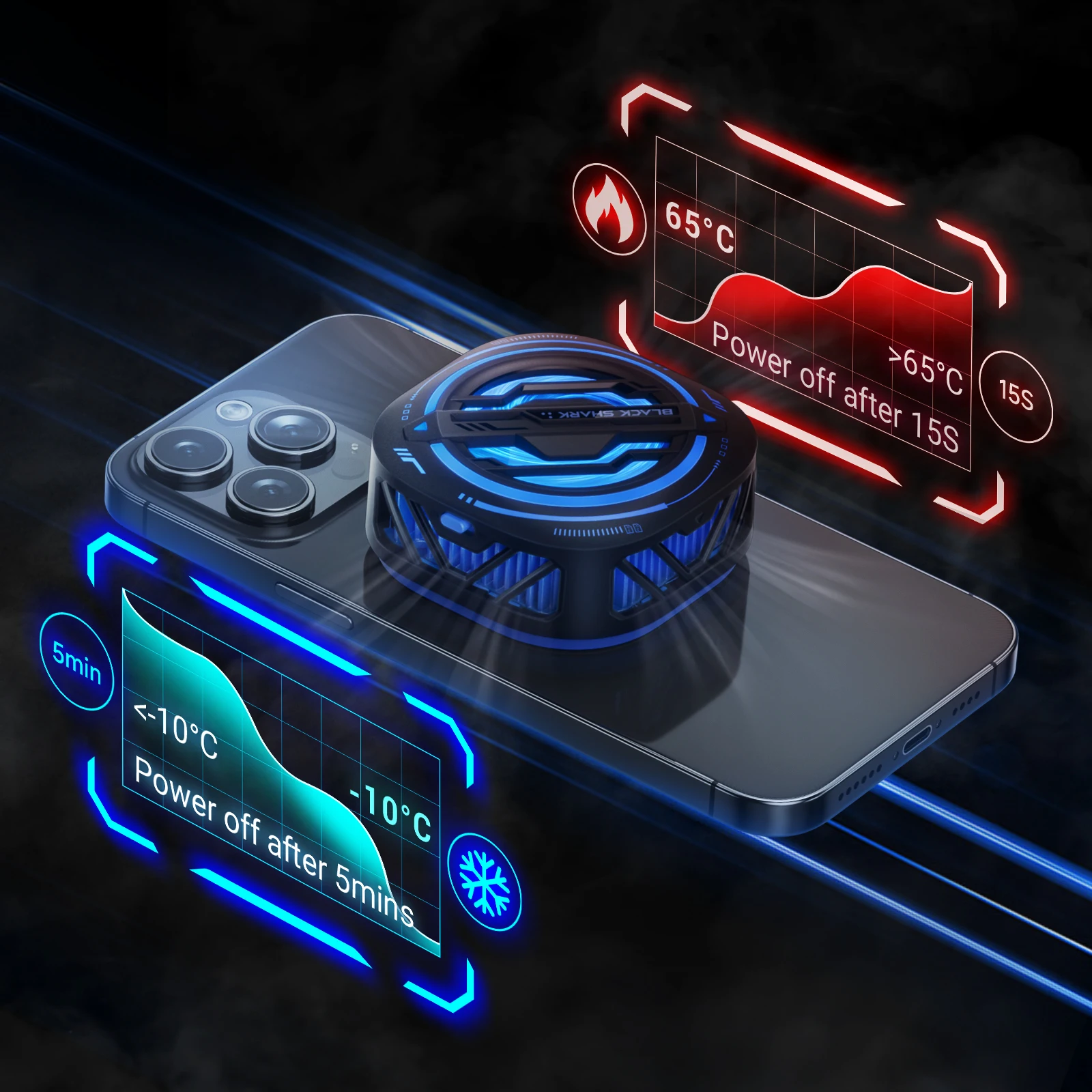 オリジナル Black Shark 磁気携帯電話クーラー 3 Pro FunCooler 携帯