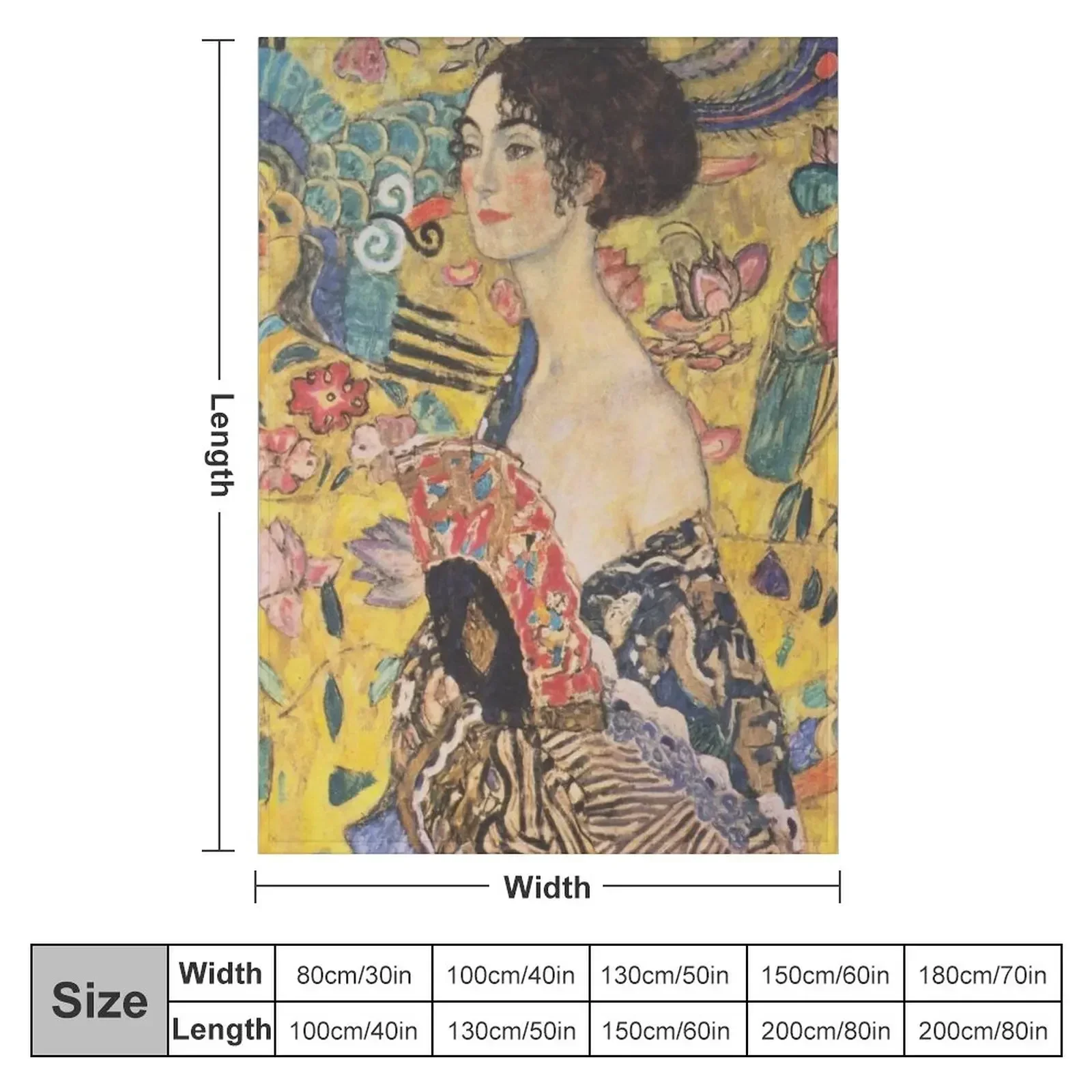 Lady with Fan by Gustav Klimt- Art Nouveau Symbolism Throw Blanket Travel christmas decoration Blankets For Bed Blankets