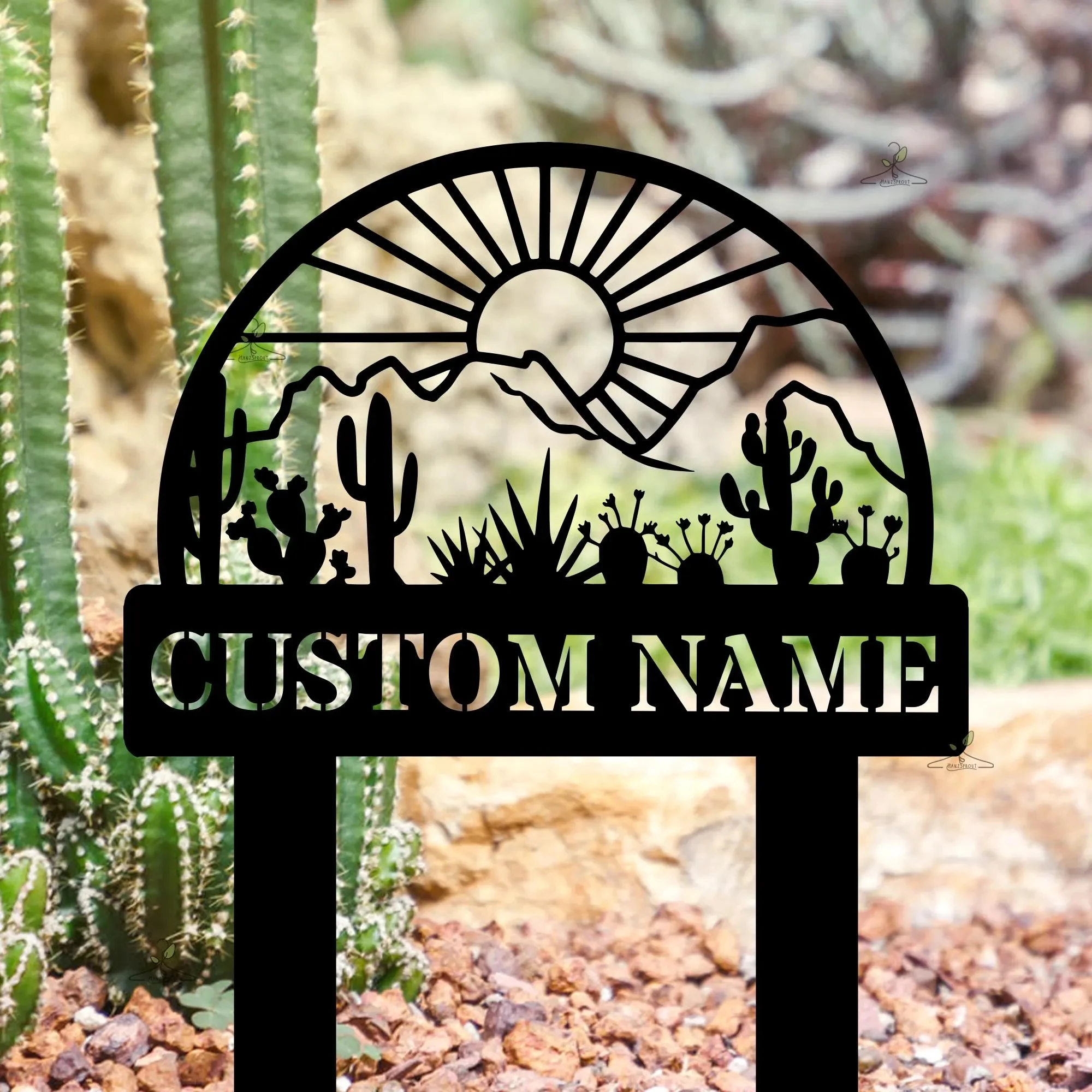 Personalized Cactus Yard Decor Custom Cactus Silhouette Art Cactus Metal Sign Cactus Yard Decor Western Decor Accent Metal