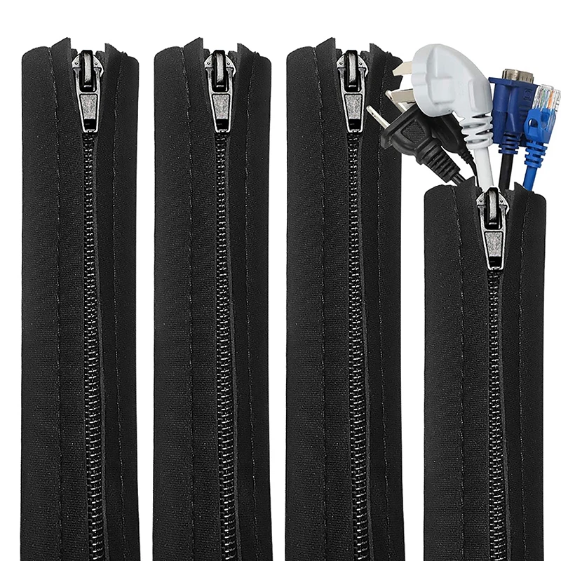 1Pc Cable Management Sleeve With Zipper Office Computer Power Cord Data Cable Storage And Sorting Winding Sleeve