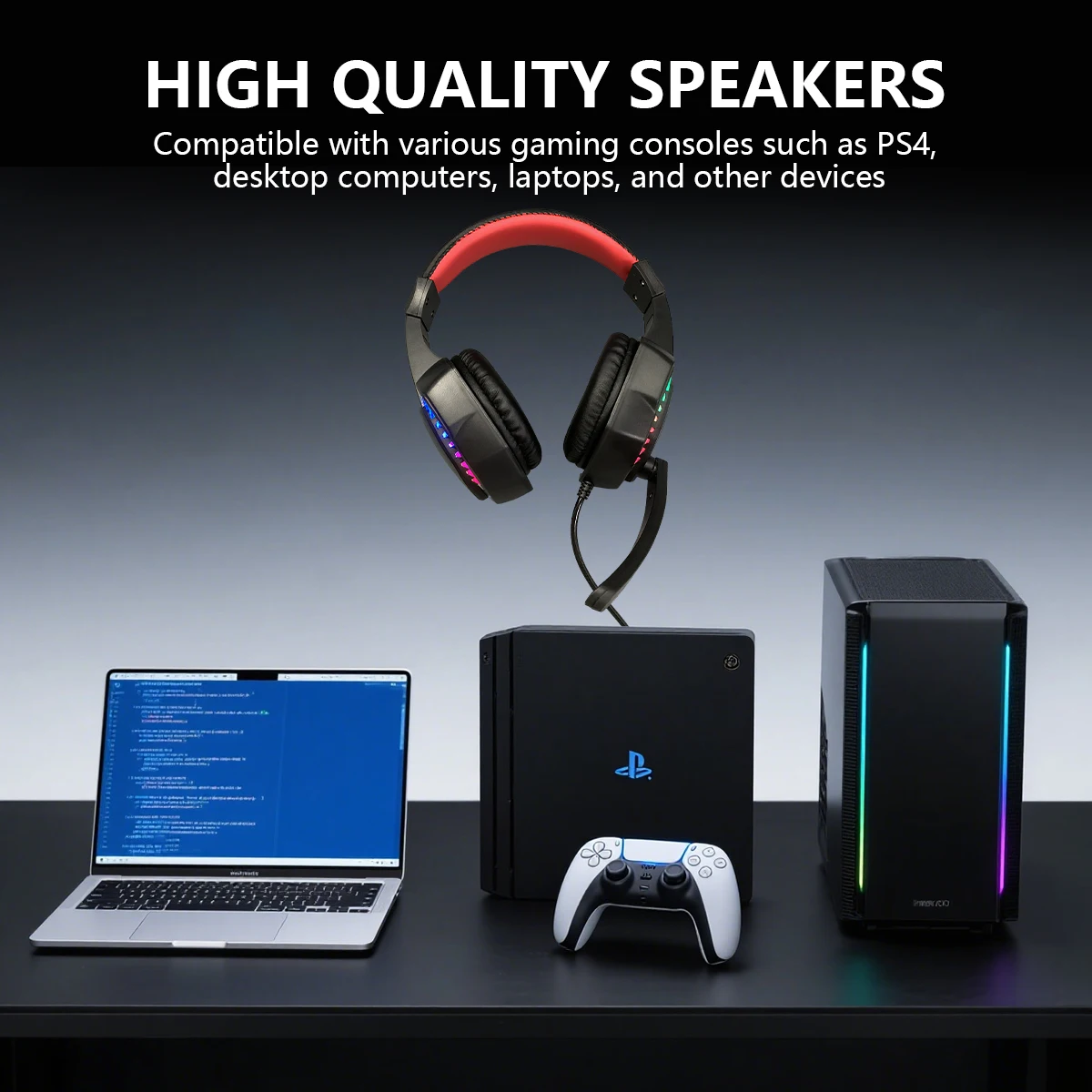 몰입형 전투, 모든 면에서 지배하세요! 이 유선 오버이어 게이밍 헤드셋은 게이머를 위한 최고의 도구입니다. RGBCool 칠색