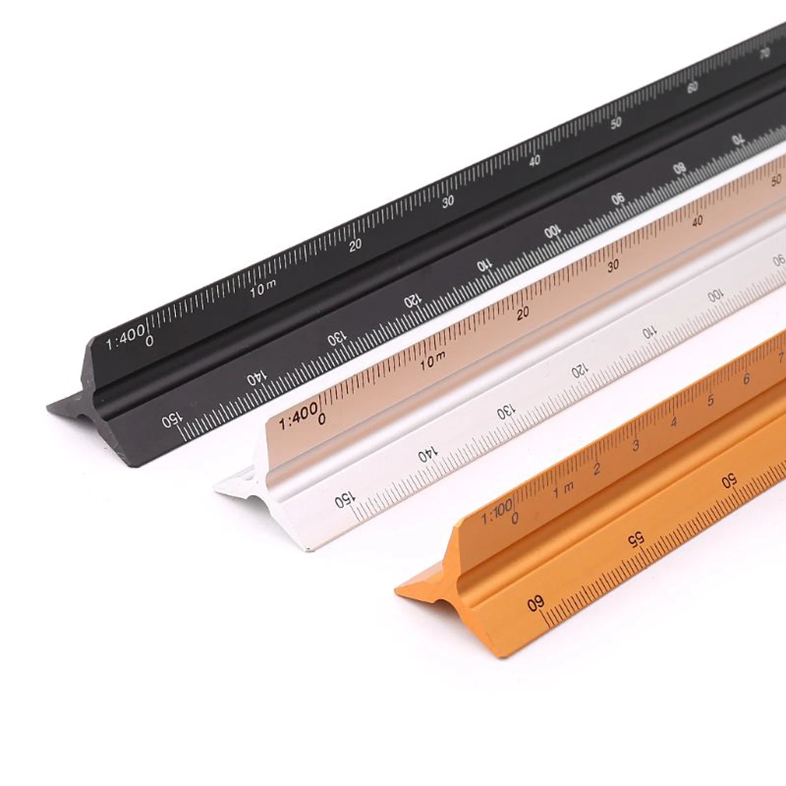 30cm,Triangular,Aluminum Drafting Scale Ruler Aluminum Alloy 3-Sided Scale High Impact Resistant Aluminum Scale Ruler  Drawing