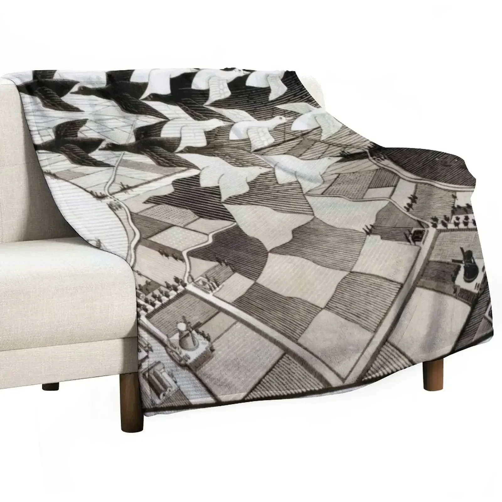 Day and Night by Maurits Cornelis Escher Throw Blanket Warm Hairy Bed Fashionable for winter Cute Extra Large Throw Blankets