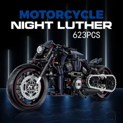 Technical 1:8 Scale Motorcycle Harleying Night Rod Building Block Motor Construction Model Bricks Motorbike Toys For Boys Gifts