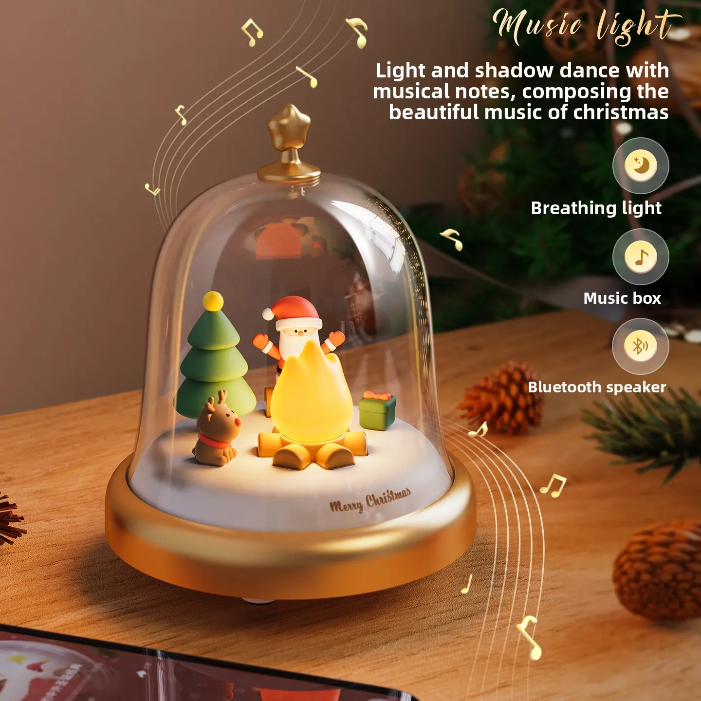الأصلي الجديد عيد الميلاد الموسيقى أجواء مصباح صندوق تشغيل الموسيقى بلوتوث الموسيقى هدية لأفضل صديق والأطفال ضوء الليل