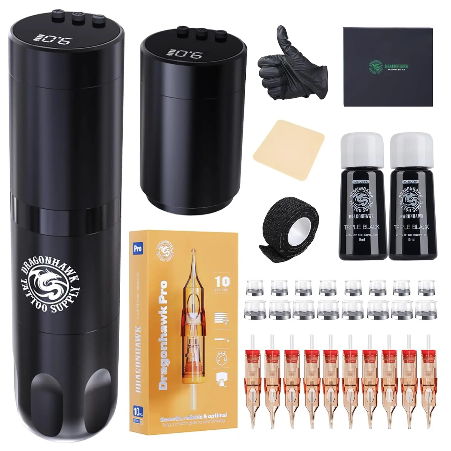 

Cordless Tattoo Gun Kit with 2 Batteries, 10Pcs Needles, Complete Beginner Supplies for Lining & Shading