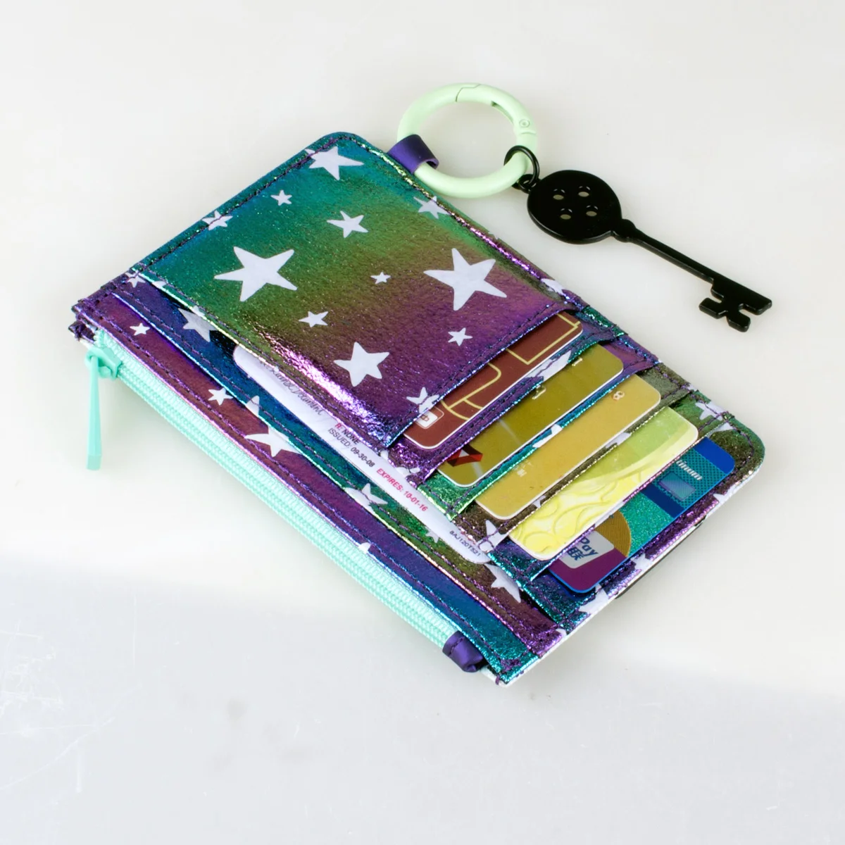 محفظة بسحاب مطبوع عالية الجودة، محفظة عملات معدنية عصرية لحامل البطاقات الفردية