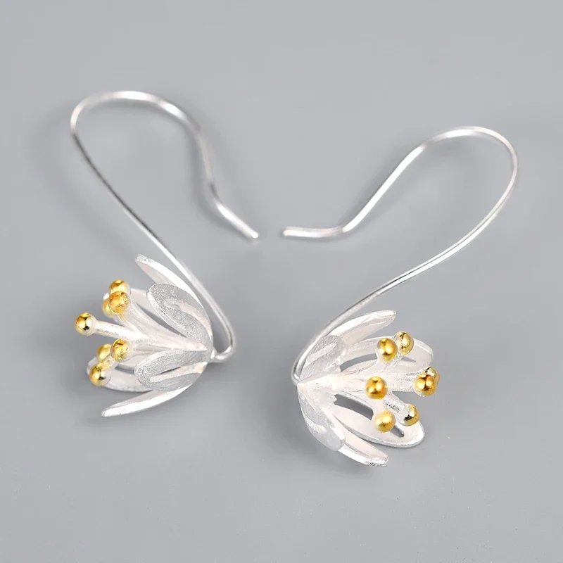 925 Sterling Silver Manual  Long Thailand flowers Earrings For Women Fashion Jewelry pendientes