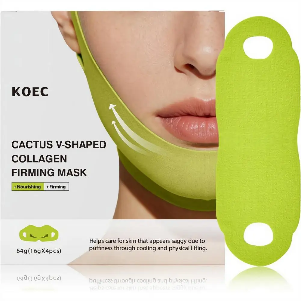 

Набор из 4 коллагеновых масок для подтяжки овала лица и шеи с гидролизованным коллагеном и ретинолом, V-образная форма, для уменьшения второго подбородка