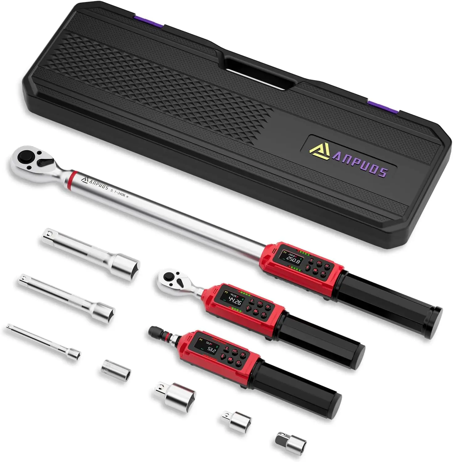 

1/4" 3/8" 1/2" Digital Torque Wrench Screwdriver Set, 11Pcs Electronic Torque Wrench Screwdriver Set, 0.8-53.1 In.lb, 0.66-44.29