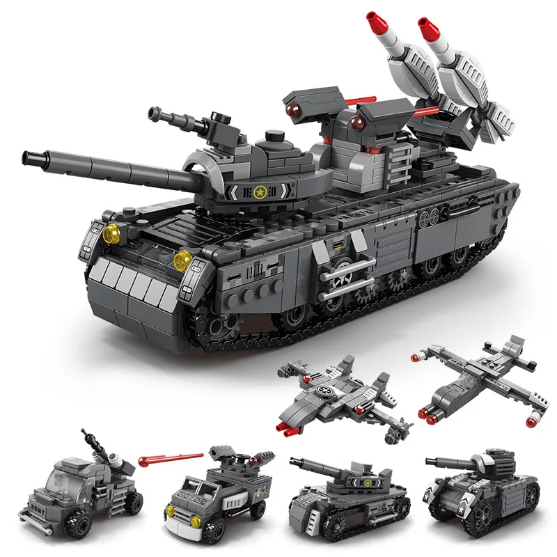 

New Military Mini Armored Car Air Defense Tracked Car Children Assembled building Blocks Tank Kids Holiday Gift 2023