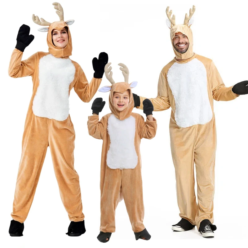 

Animal Halloween Christmas Cosplay Costume Deer Reindeer Pajamas for Men Women Adult Kids One Piece Pajamas Sleepwear Homewear