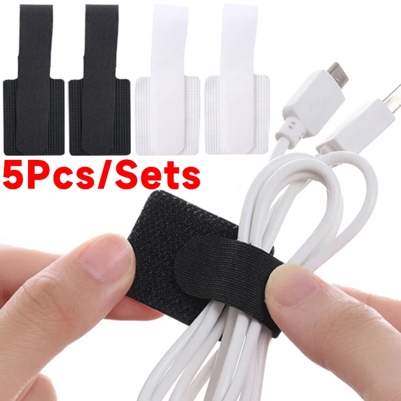 5-1Pcs Self-adhesive Cable Organizer Ties Mouse Earphones Wire Management Nylon Cable Ties Reusable Loop Hoop Tape Straps Tie