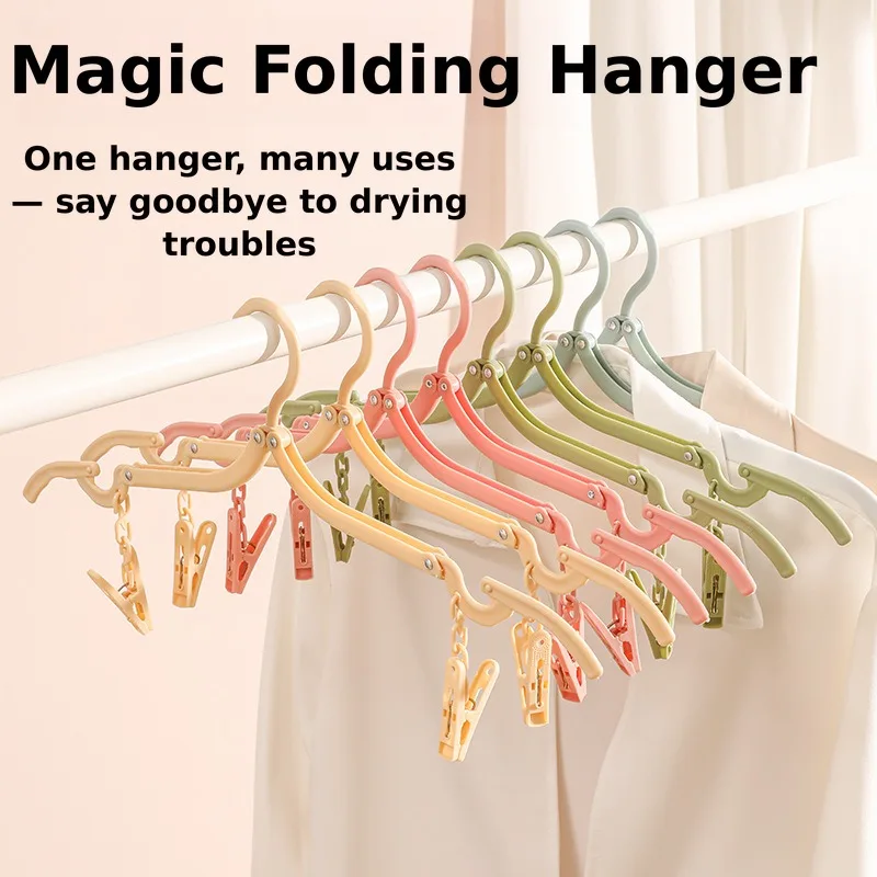 Travel Folding Clothes Hanger Hotel Business Trip Multi-purpose Compact Drying Rack Portable Sock Clips Outdoor Vacation Garment