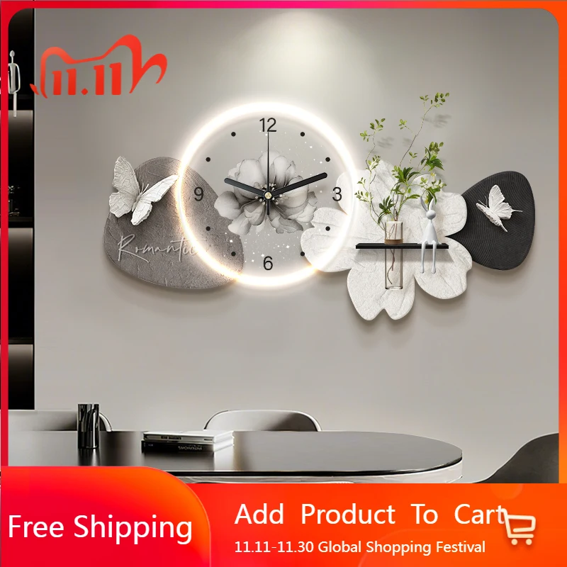 

Design Silent Wall Clocks Creative Bedrooms Aesthetic Interior Large Luxury Wall Watch Art Mural Reloj Living Room Decoration