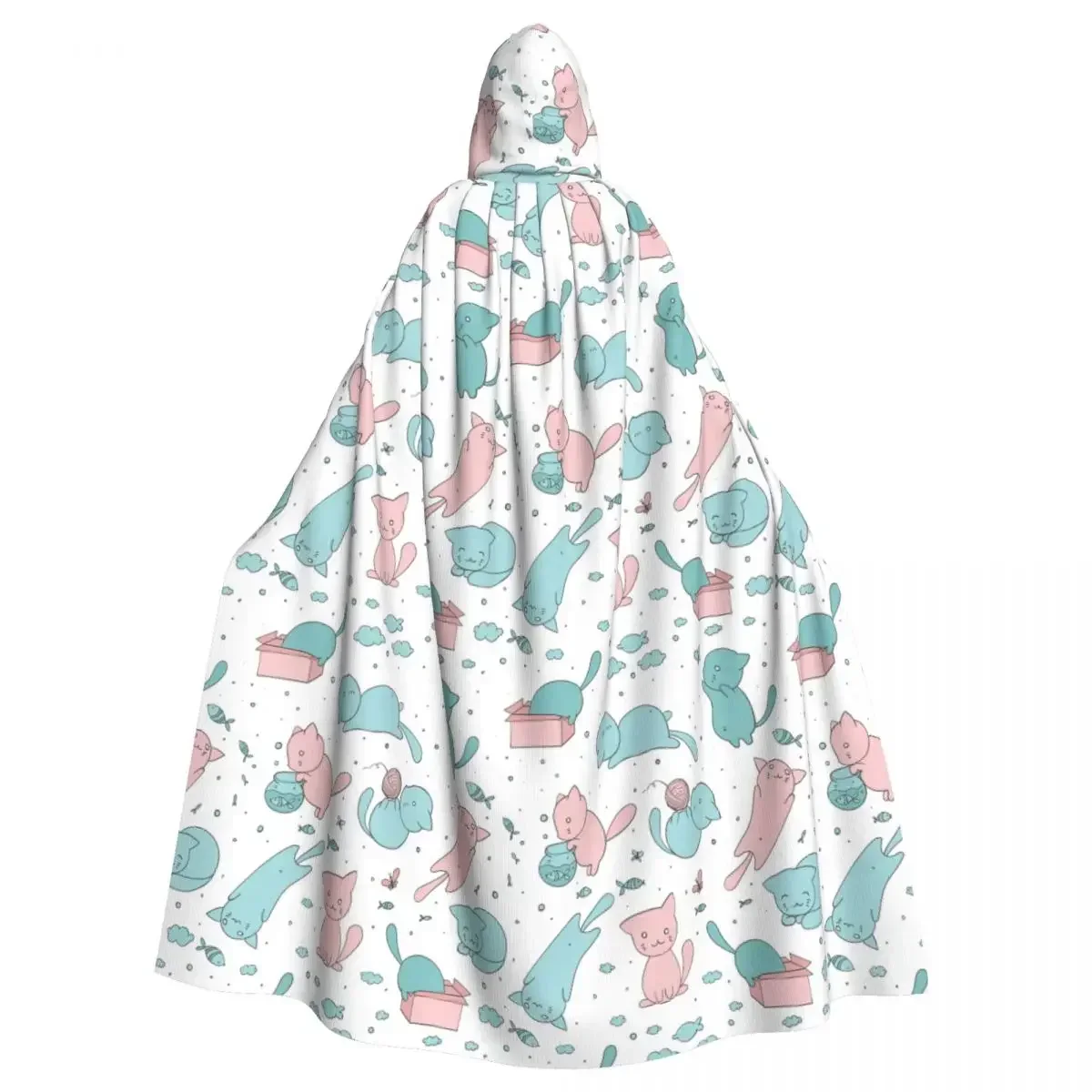 

Fashion Night Wear Suitable For Both Men And Women Hooded Cloak Polyester Unisex Witch Cape Costume Accessory Cute Kittens And F