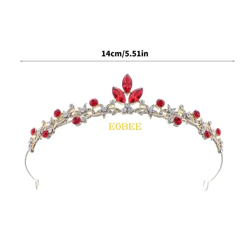 E0BE Girls Royal Crown مع أحجار الراين المتلألئة المجوهرات الأنيقة مثالية لحفلات الزفاف والحفلات ذات الطابع تحت عنوان #6