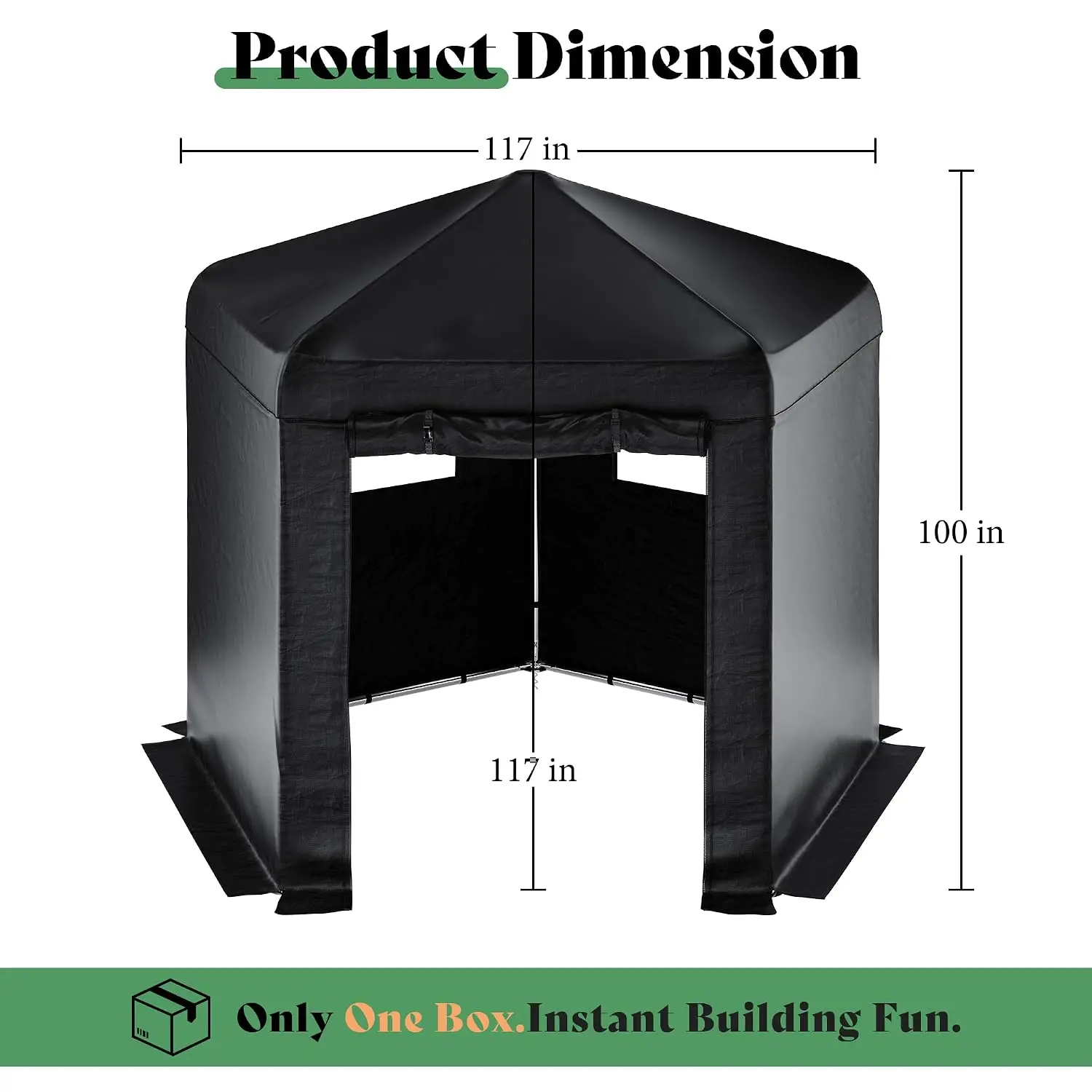 Pentagonal Storage Shed with PVC Windows 9.7x10.2x8.4 FT Outdoor Garden Tool Organizer, Customized