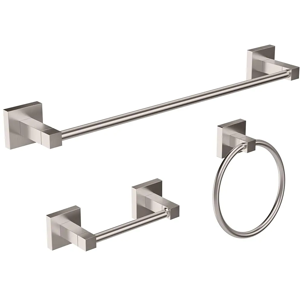 

RUACQ 3 Pieces Bathroom Hardware Set, SUS 304 Stainless Steel Toilet Paper Holder, Towel Ring, 18-inch Towel Bar Set, Wall Mo