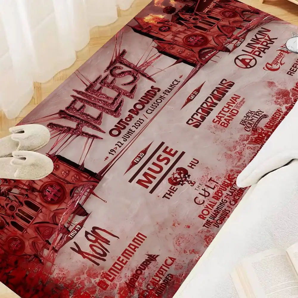 H-Hellfest Band Entrance Door Mat Washable Non-Slip Living Room Sofa Chairs Area Mat Kitchen Welcome Doormat