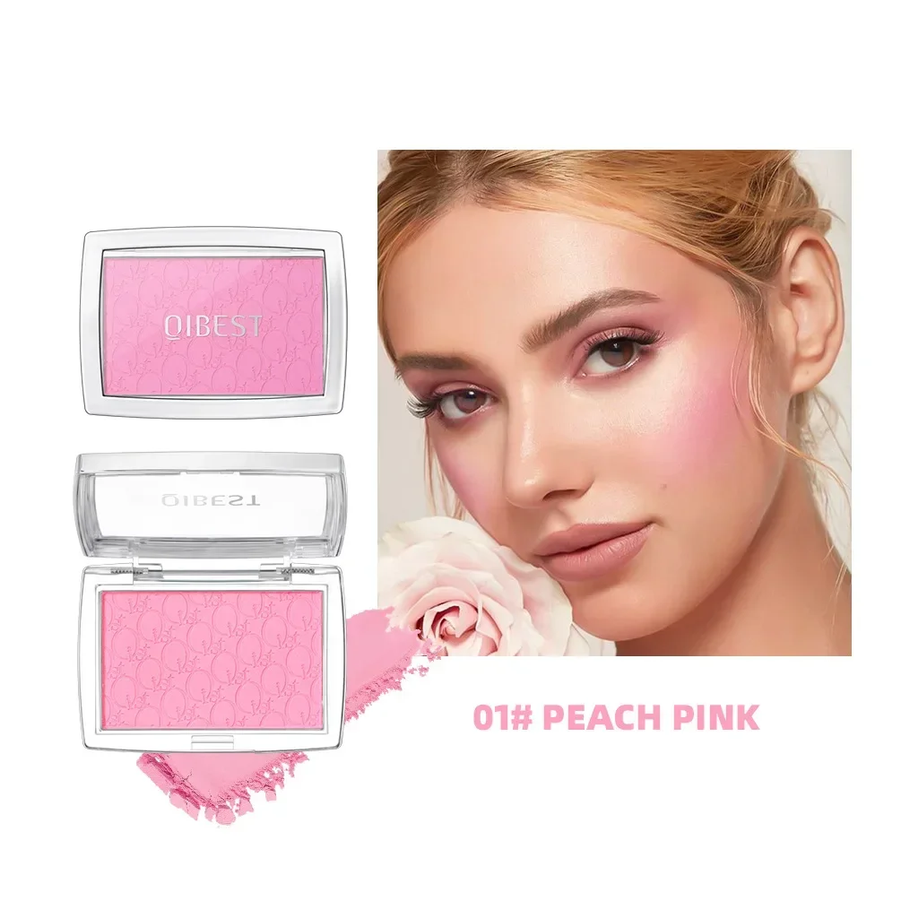 Heallor Embossed Blusher Monochrome Blush Long Lasting Peach Pink Natural Face Makeup Pigment Matte Cheek Rouge Contour Shadow P