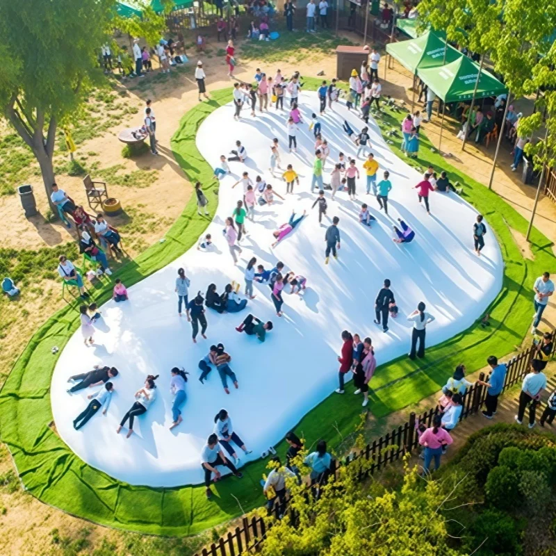Inflatable Bouncer, Multi-ball Design Cloud Jumping Trampoline, Outdoor Play Facility, Backyard Parent-child Game, Unpowered Fun