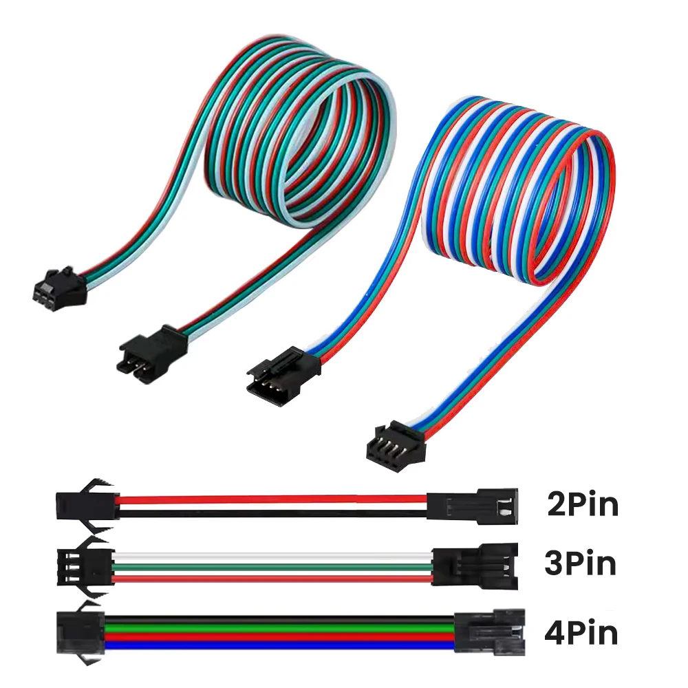 Tira de LED JST SM 2 pines 3 pines 4 pines Cable de extensión macho hembra Cable eléctrico 22AWG 0,5 m 1m 2m para WS2811 WS2812 WS2813 tira de LED Li