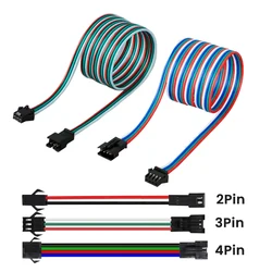 LED Strip JST SM 2Pin 3Pin 4Pin Male Female Extension Cable Electric Wire 22AWG 0.5m 1m 2m For WS2811 WS2812 WS2813 LED Strip Li