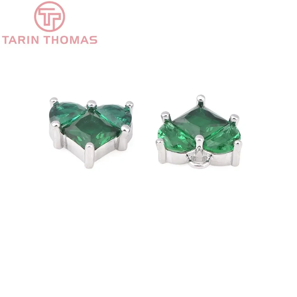 (117)4PCS 14x14,5 MM Platin Farbe Messing mit Zirkon Herz Anhänger Hohe Qualität Diy Schmuck Erkenntnisse Zubehör großhandel – Detail 7