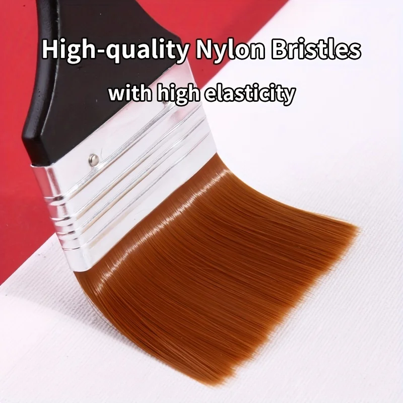 1pc Marie\'s Nylon Flat Brush with Wooden Handle 7 Different Sizes- Perfect for Applying Gesso, Acrylic, Oil, Gouache, DIY Paint