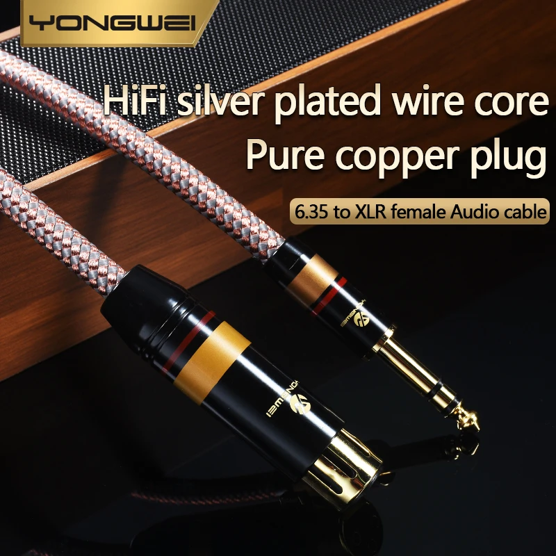 YONGWEI- conector de 6.5mm, Cable de micrófono XLR de 3 pines,TRS auxiliar de 6.35mm, macho a XLR hembra para amplificador