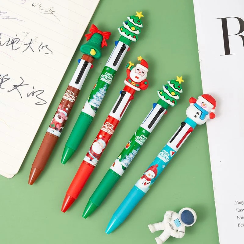 1/5/10/20Pcs แฟชั่นคริสต์มาสปากกาลูกลื่นการ์ตูนหลากสีน่ารักปากกาอุปกรณ์สํานักงานโรงเรียนเครื่องเขียนนักเรียนของขวัญ