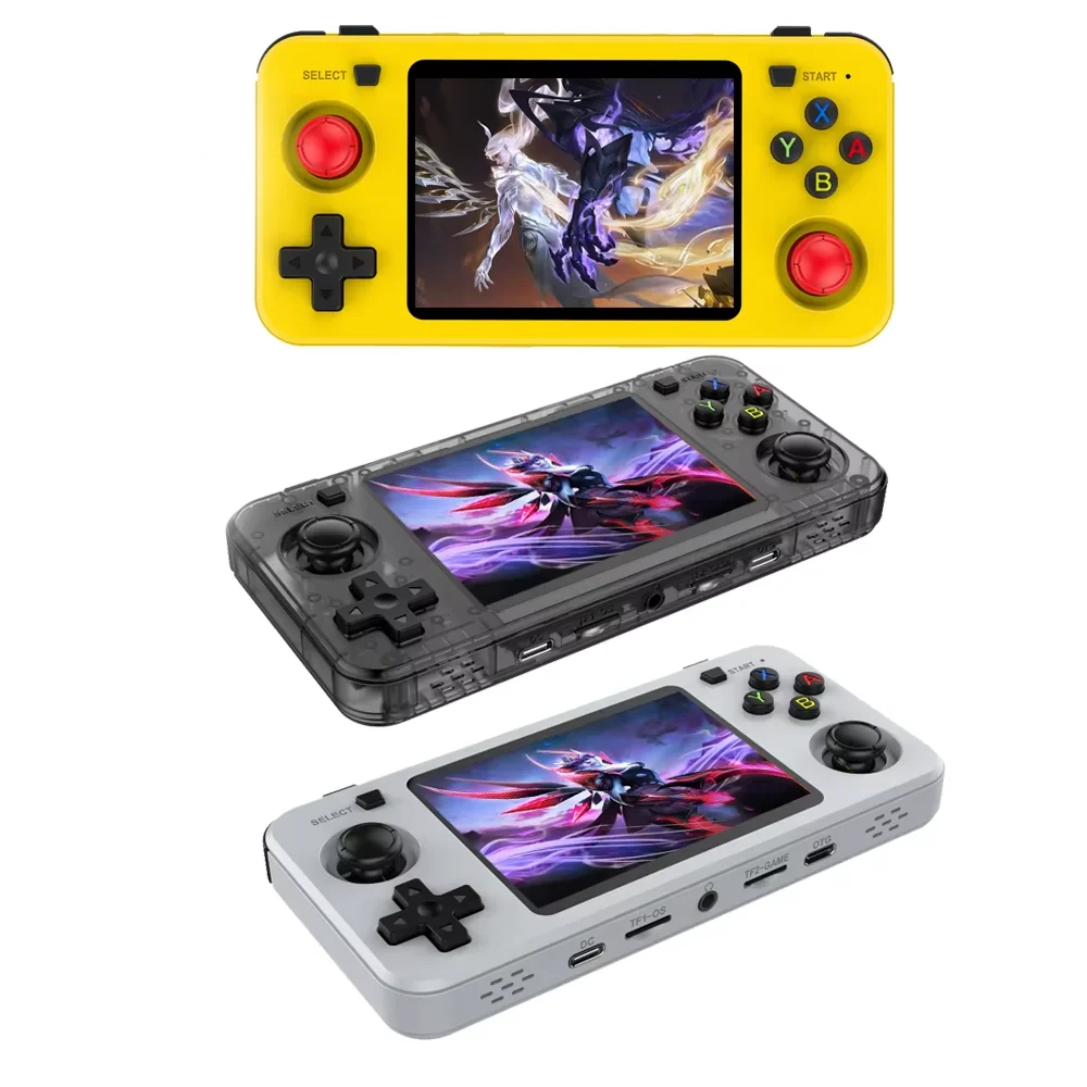 boyhom-retro-handheld-game-console-yellow-35-ips-display-rk3326-3000mah-open-linux-system-portable-video-game-player