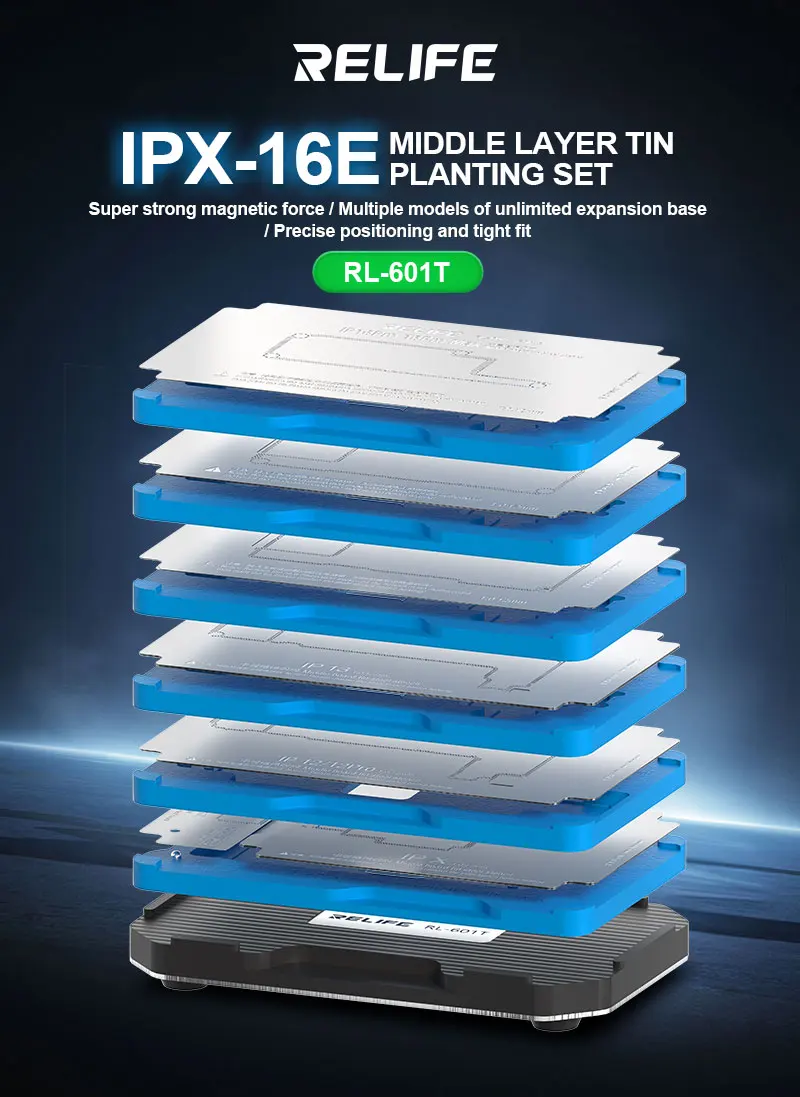 RELIFE RL-601T 25 في 1 iPX ~ 16 سلسلة اللوحة الأم الطبقة الوسطى منصة القصدير النبات مع طقم تصليح الاستنسل BGA ثلاثية الأبعاد