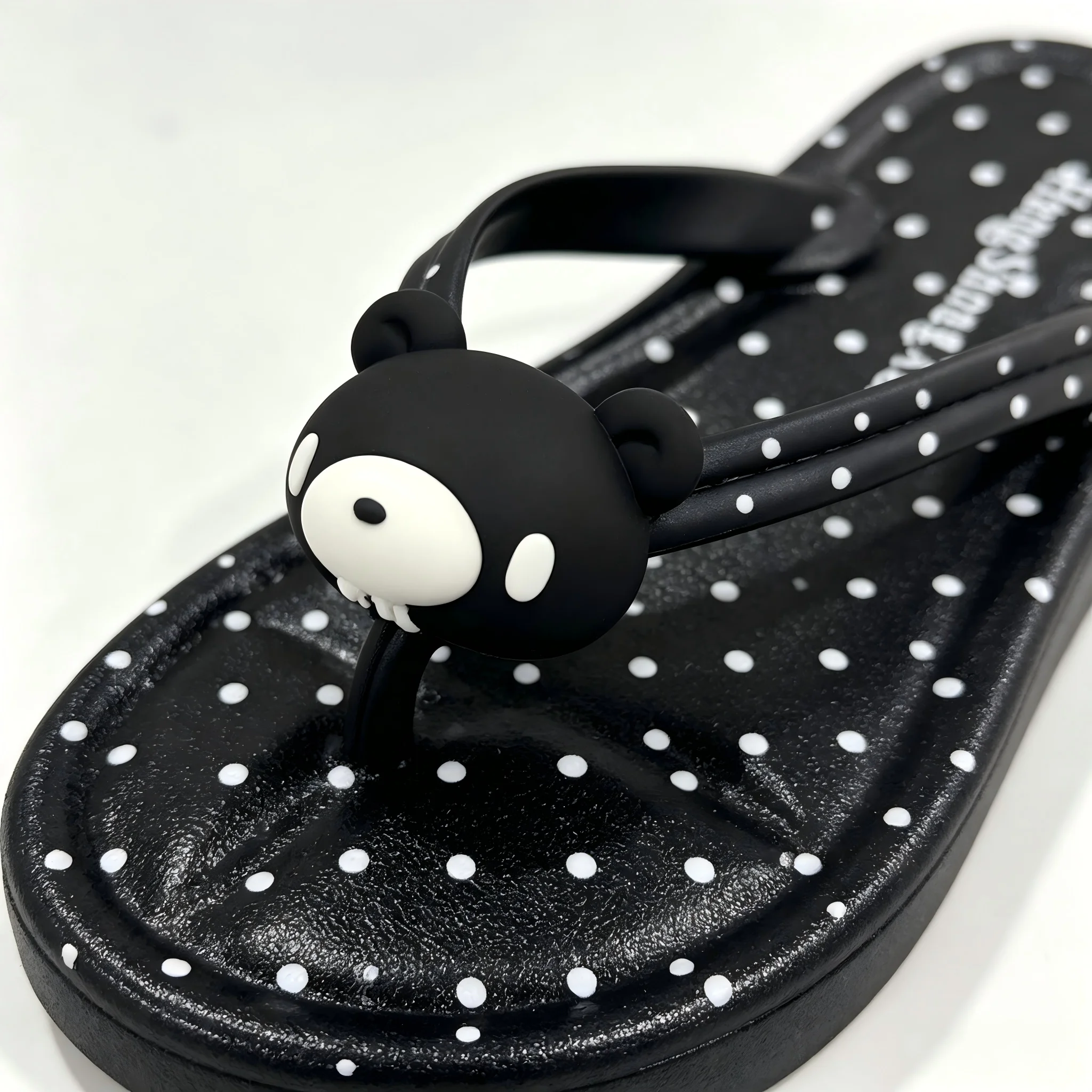 Cute Cartoon Bear Decor Platform Flip Flops, Polka Dot Wedge Heel Slip On Sandals Summer Outdoor Beach Slippers for Women