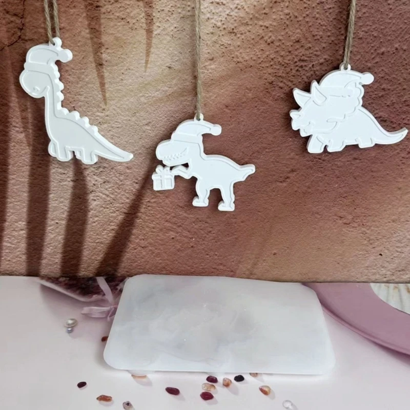 Dinosaur Pendants Christmas Ornament Handmade Cement Gypsum Silicone Mold Decorative Craft Project For Holiday Homes Decors Y5GB