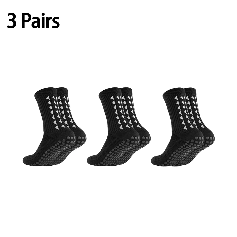 

3 Pairs Men's Mid-Tube Breathable Soccer Socks with Non-Slip Grip Pad for Football Basketball Sports Cycling Outdoor