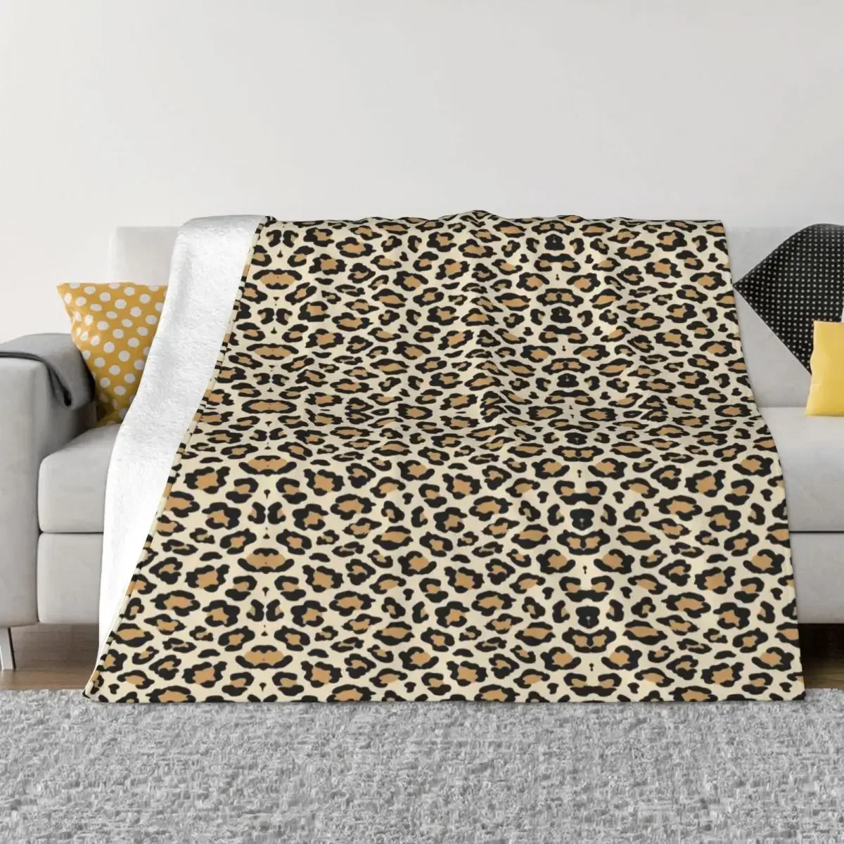 

Leopard Print Fuzzy Throw Blanket Black Brown Cheetah Animal Design Warm Soft Cozy Blanket for Home Sofa Bed Autumn Winter