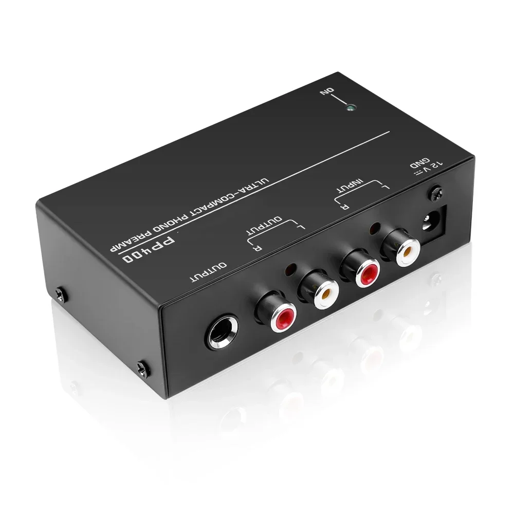 PP400 Ultra-Compact Phono Preamp Preamplifier Home Mini Audio Amplifier with RCA Interface for Turntable Tube Amplifier Speakers