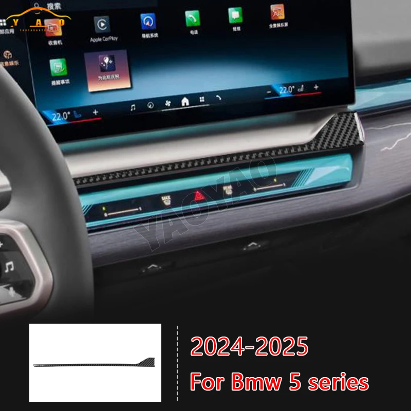 

Carbon Fiber Center Navigation Screen Lower Panel Decorative Strip Sticker For BMW 5 Series G60 G68 2024-2025 Car Accessories