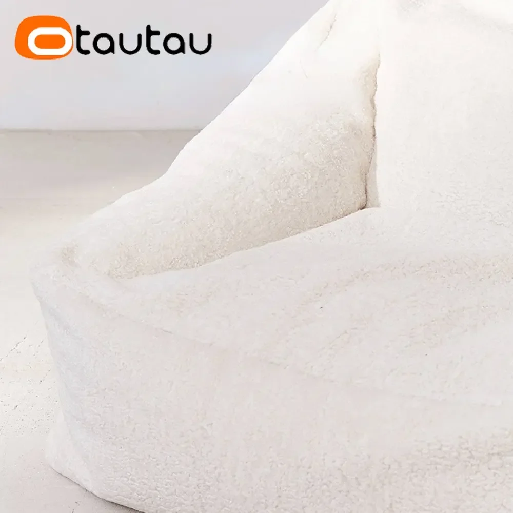 OTAUTAU Plus Duży Faux Cashmere Fleece Bean Bag Cover No Filler Adult Beanbag Chair Pouf Ottoman Sac Floor Seat Sofa Couch SF023